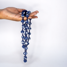 Load image into Gallery viewer, Indigo Fabric Pompom necklace
