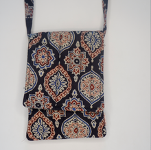 Load image into Gallery viewer, Ajrakh Printed black Sling bag
