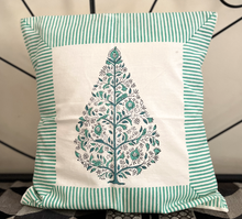 Load image into Gallery viewer, Handmade Leaf Block printed Cotton Cushion cover
