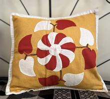 Load image into Gallery viewer, Applique work yellow cushion cover
