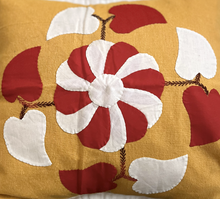 Load image into Gallery viewer, Applique work yellow cushion cover
