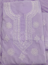 Load image into Gallery viewer, Cotton Mauve Unstiched Chikankari Suit set
