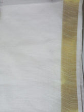 Load image into Gallery viewer, Bhagalpuri white and golden linen saree
