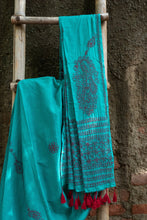 Load image into Gallery viewer, Nawaab Sea Green Keri Buta Chikankari Sarees
