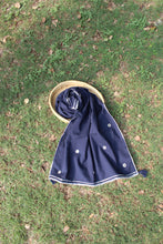 Load image into Gallery viewer, Royal Blue Mirror Work Mul Cotton Stole
