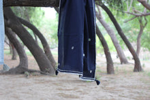 Load image into Gallery viewer, Royal Blue Mirror Work Mul Cotton Stole
