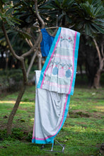 Load image into Gallery viewer, Saanjh Grey Fulia Cotton Saree
