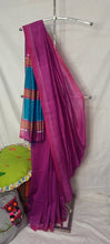 Load image into Gallery viewer, Pink and blue bhagalpuri cotton silk saree
