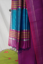 Load image into Gallery viewer, Pink and blue bhagalpuri cotton silk saree
