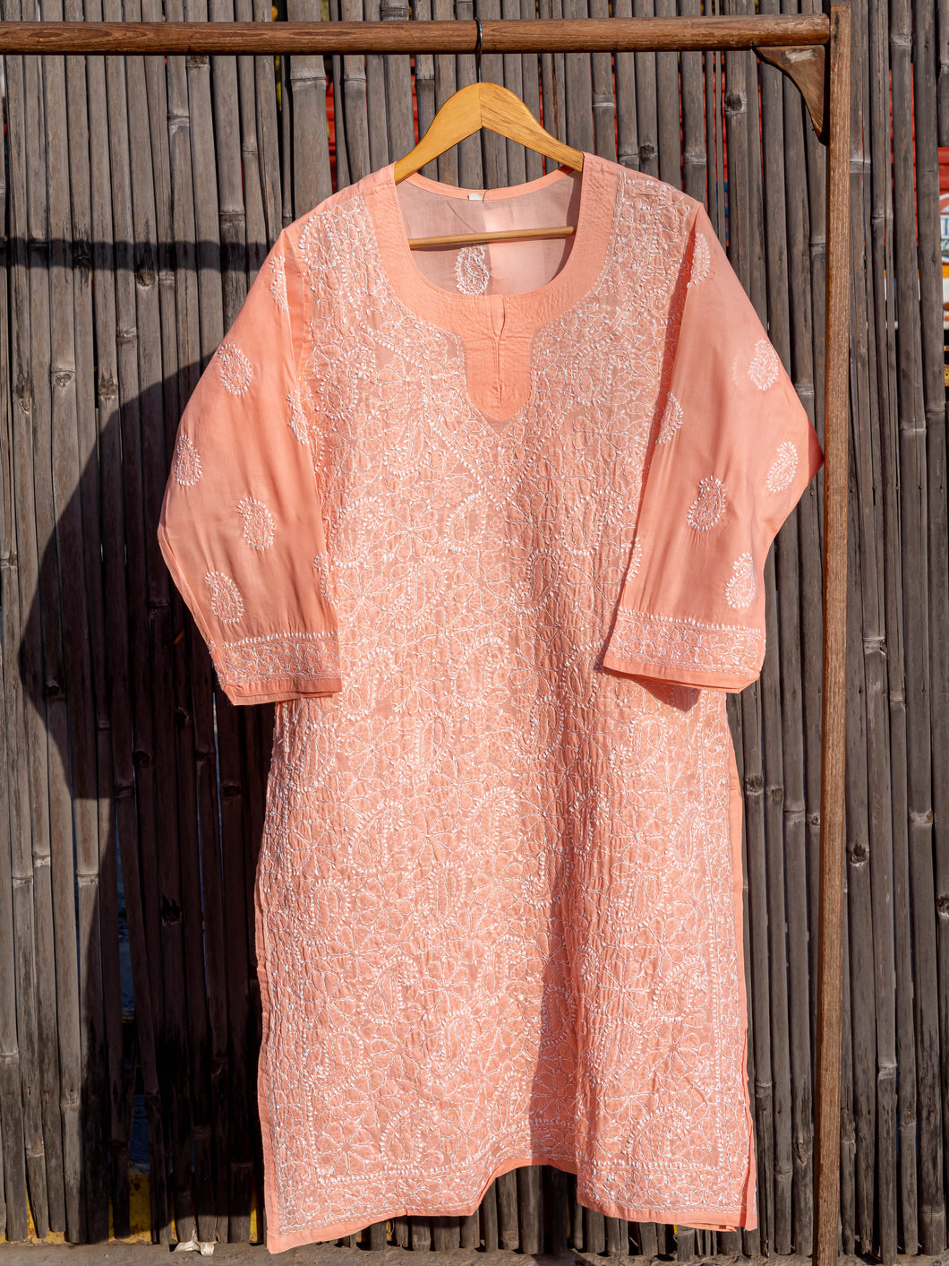 Noor Peach Chikankari Kurta