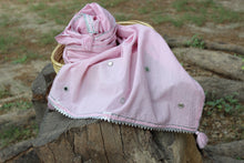 Load image into Gallery viewer, Pastel Pink Mirror Work Mul Cotton Stole
