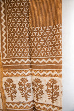 Load image into Gallery viewer, GulBano Ochre Yellow Dabu-Block Printed Chanderi Dupatta
