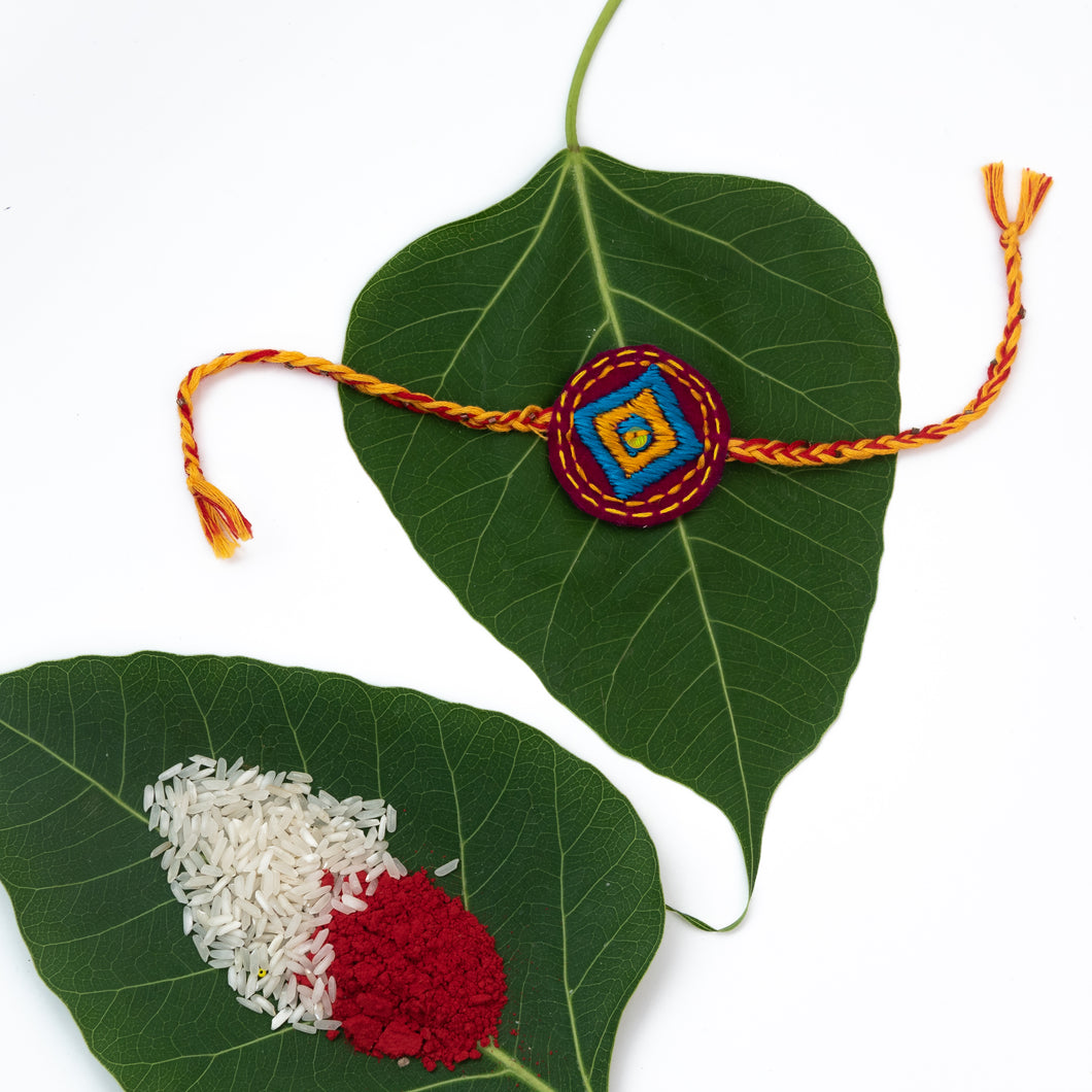 Blue Phulkari Barfi Rakhi